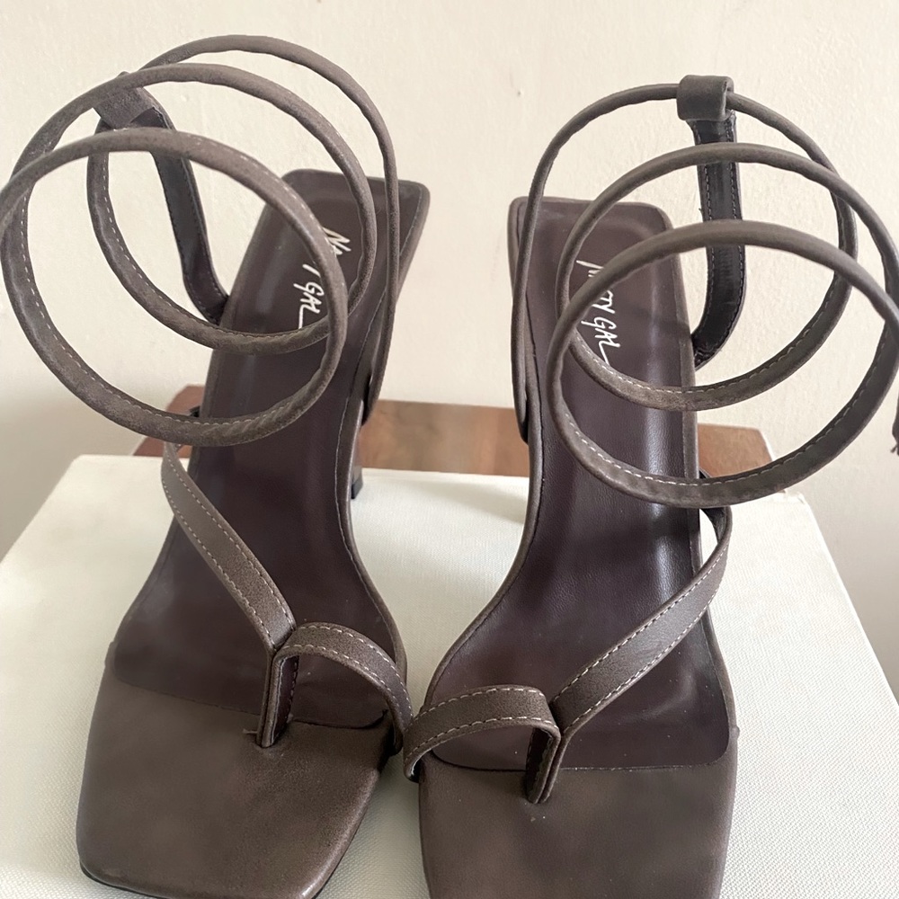 Nasty gal square Toe Wrap Around Heels